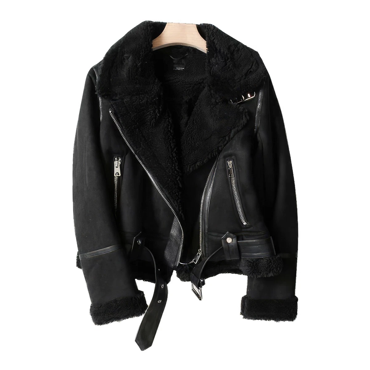 Suede moto hot sale jacket with fur