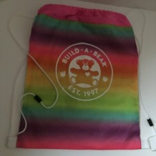 Build A Bear Workshop String Backpack Rainbow EST 1997 White Drawstring Bag