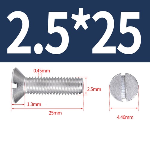 M1.6 To M8 A2 Stainless Steel Machine Screws Flat Countersunk Slotted Head Bolts - Picture 40 of 115
