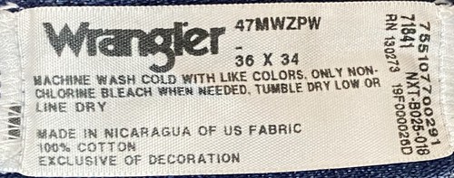 Wrangler 47MWZ Regular Fit Men's Jeans Blue Denim Light Wash 36 x 34 - Picture 5 of 8