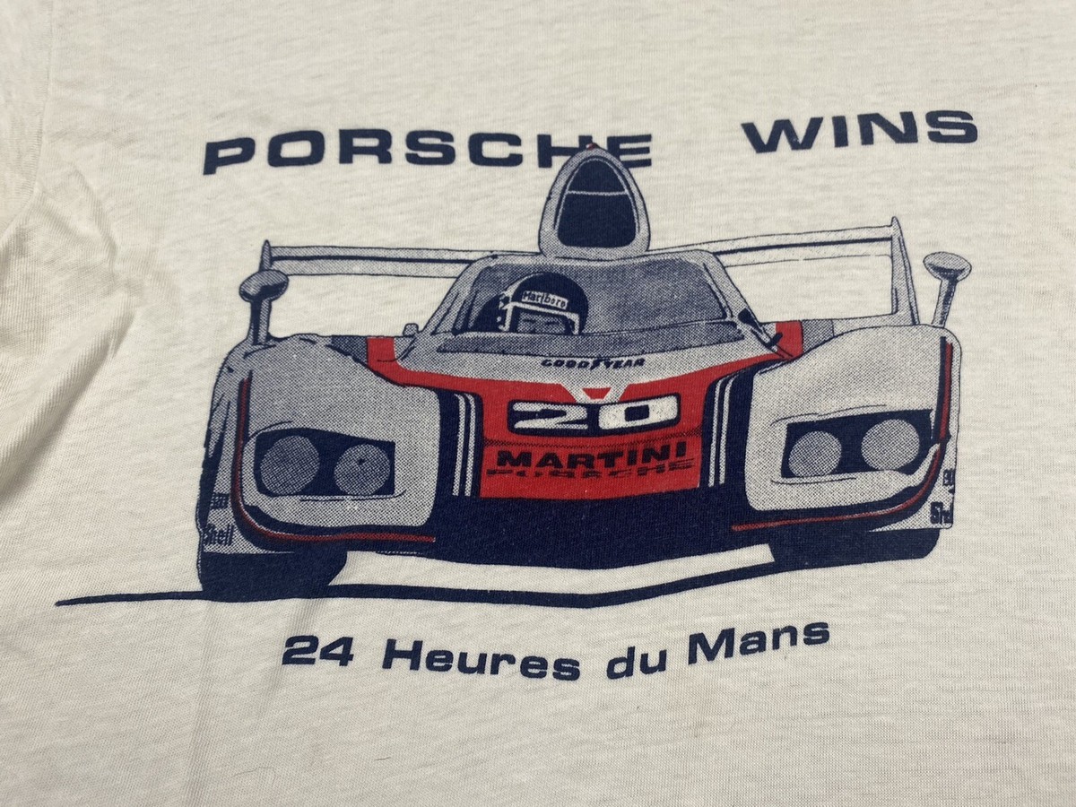 vintage 70s porsche t shirt 24 heures du mans race 1976 Le Mans 