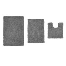 Fantasia Bath Rug 100 Cotton Bath Rugs Set, 3-Pcs Set with Contour, Gray Free S