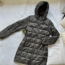 Geox Dark Grey Longline Puffer Coat, Size Uk 6