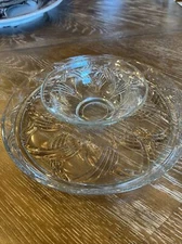 Vintage Glass Chip and Dip Heat Resistant Serving Plate With Attached Bowl