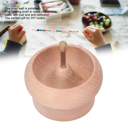 Bead Spinner DIY Beading Turning Bowl 10cm Wooden Manual Beading Threader Bhc - Picture 1 of 12