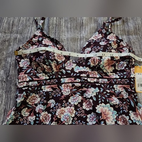 Kona Sol NWT Burgundy Floral Swim Tankini Bikini Top Size Medium - Picture 9 of 9