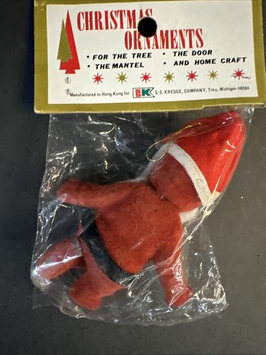 Kresge Kmart Vintage Weihnachtsmann Weihnachtsschmuck Kunststoff beflockt Neu in Verpackung Neu aus altem Lagerbestand cool - Bild 9 von 18