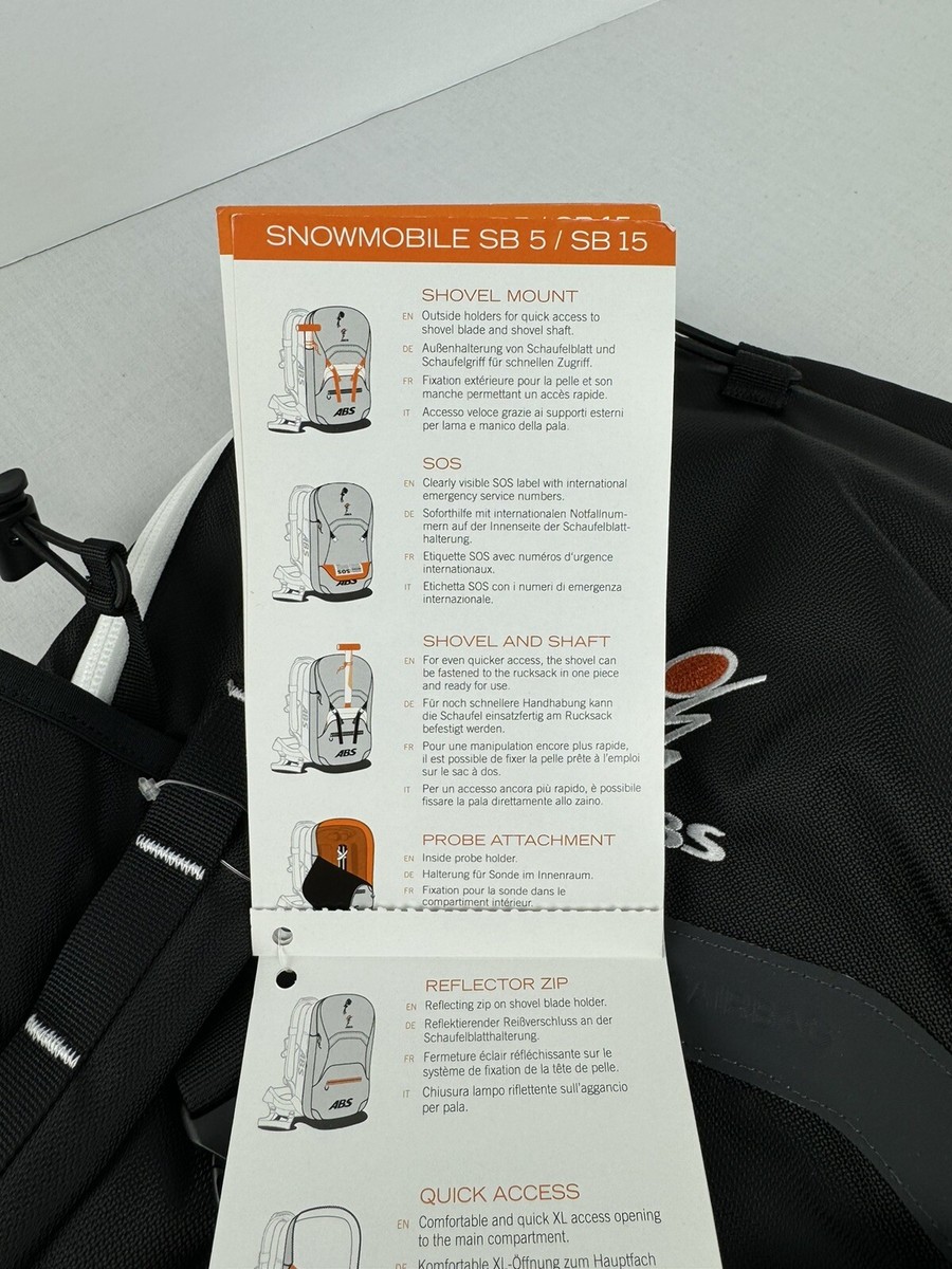 ABS Avalanche Backpack Vario SB15 XT Zip Off Bag NWT Snowboard