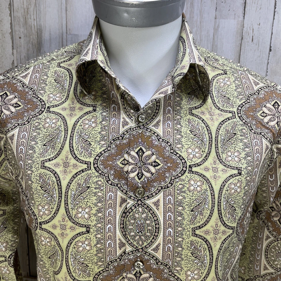 Perry Ellis Shirt Men's Size S Brown Black Button Designer Casual Fashion Cotton - Image 4 of 4