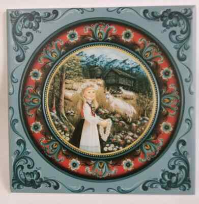 Norway Suzanne Toftey Girl with Goats Tile, New