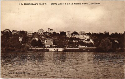 Old postcard Herblay Right bank of the Seine towards Conflans FRANCE (1330381)