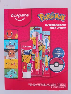 Colgate Pokémon Pikachu Set 3 Pieces Powered Electric Toothbrush Toothpaste 