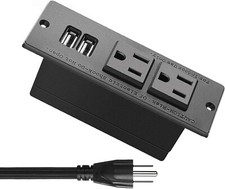 Furniture Recessed Power Outlet With 2 Usbconference Recessed Strip Socket Black