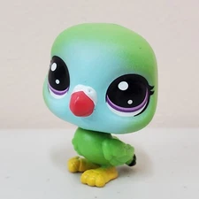 Littlest Pet Shop No # Cocoa Bean Green Parakeet Bird Purple Feet Grooming Salon