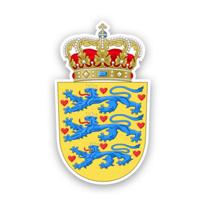 Danish Coat of Arms Sticker Decal - Weatherproof - denmark flag dnk dk coa