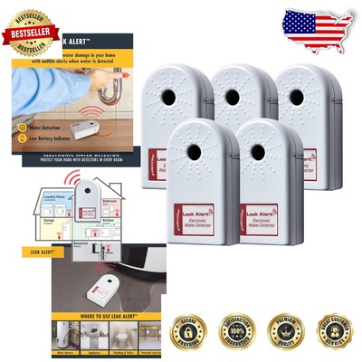 Reliable Water Leak Detector Set: 5 Pack with Loud Audio and Automatic Alerts