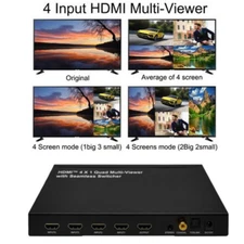 4x1 HDMI 4 Channel Quad Multi-Viewer Seamless Switch Switcher PIP Split Screen