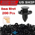 200pcs Plastic Rivet Fastener Mud Flaps Bumper Fender Push Clips 8mm for Nissan
