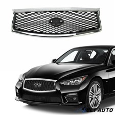 Fit 2014 2015 2016 2017 Infiniti Q50 Chrome Front Bumper Upper Grille Mesh Grill Fit 2014 2015 2016 2017 Infiniti Q50 Chrome Front Bumper Upper Grille Mesh Grill