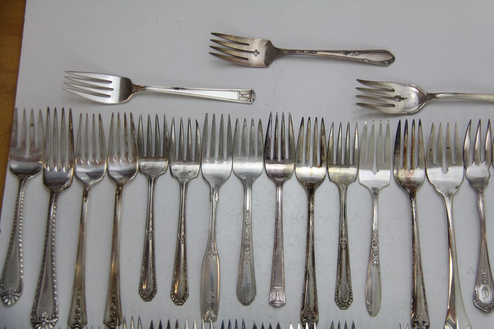 50x LOTE DE TALHERES GARFOS PARA SALADA PLACA DE PRATA VINTAGE ARTESANATO REUTILIZAÇÃO REAPROVEITAMENTO - Imagem 2 de 4