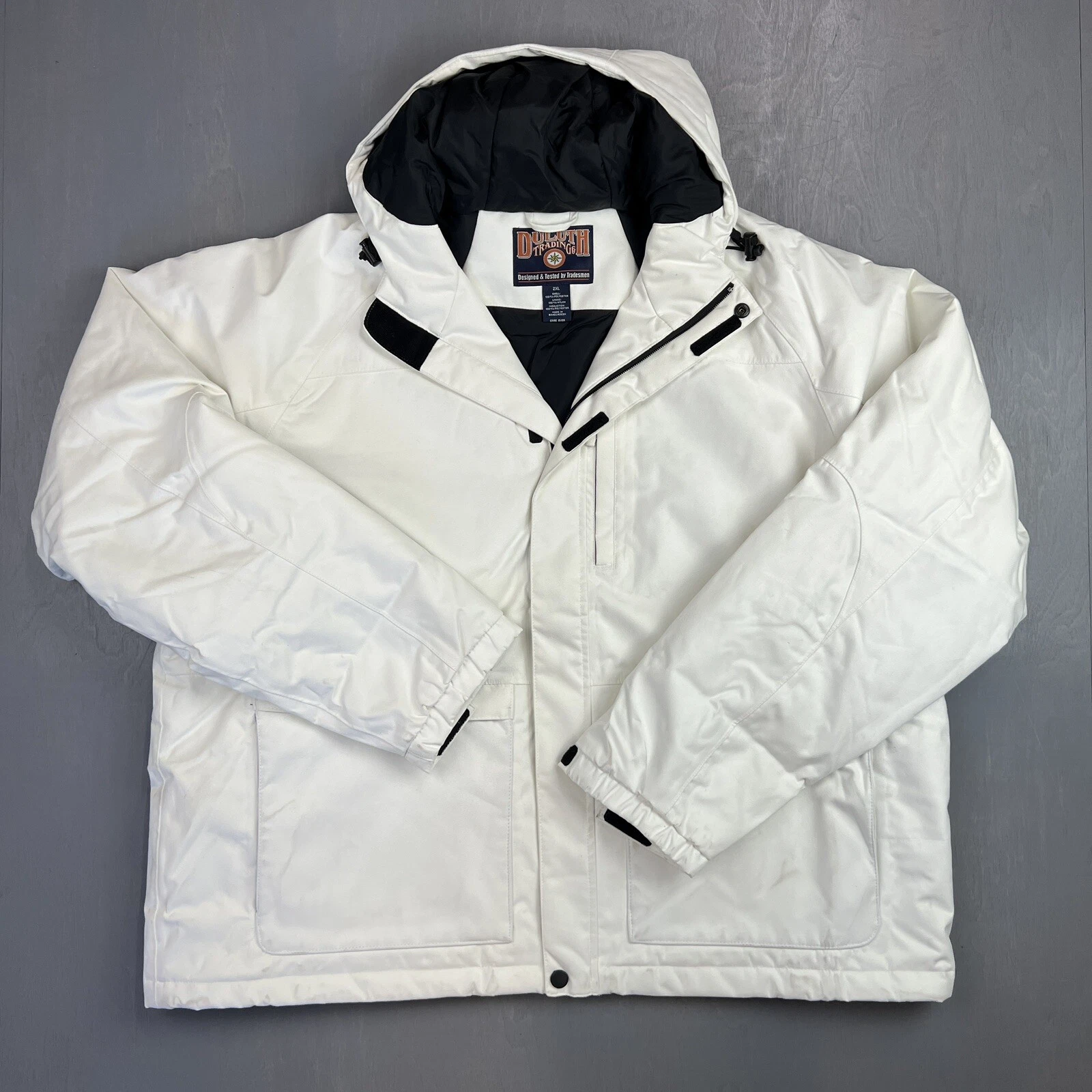 Duluth Trading Co. White Hooded Insulated Jacket Full Zip Men’s 2XL - NEW