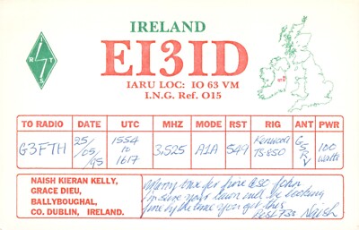 1 x QSL Karte Radio Irland EI3ID Ballyboughal Co Dublin 1995   R1016