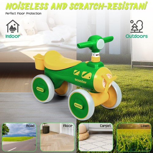 Baby Balance Bike,No Pedal 4 Wheels Baby Walker w/Rotating Propeller,Light Music