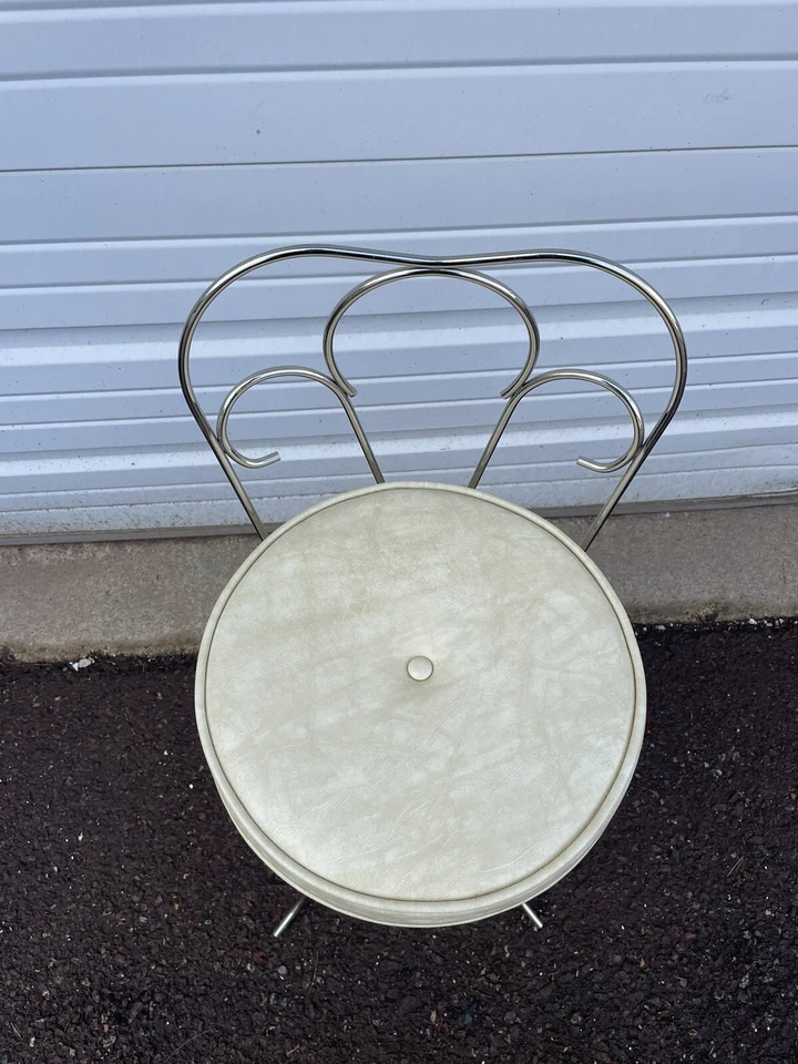 Taburete tocador de metal moderno vintage de mediados de siglo banco Hollywood Regency Foto 4 de 4