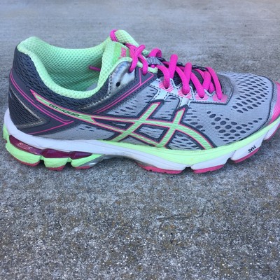 pink and green asics