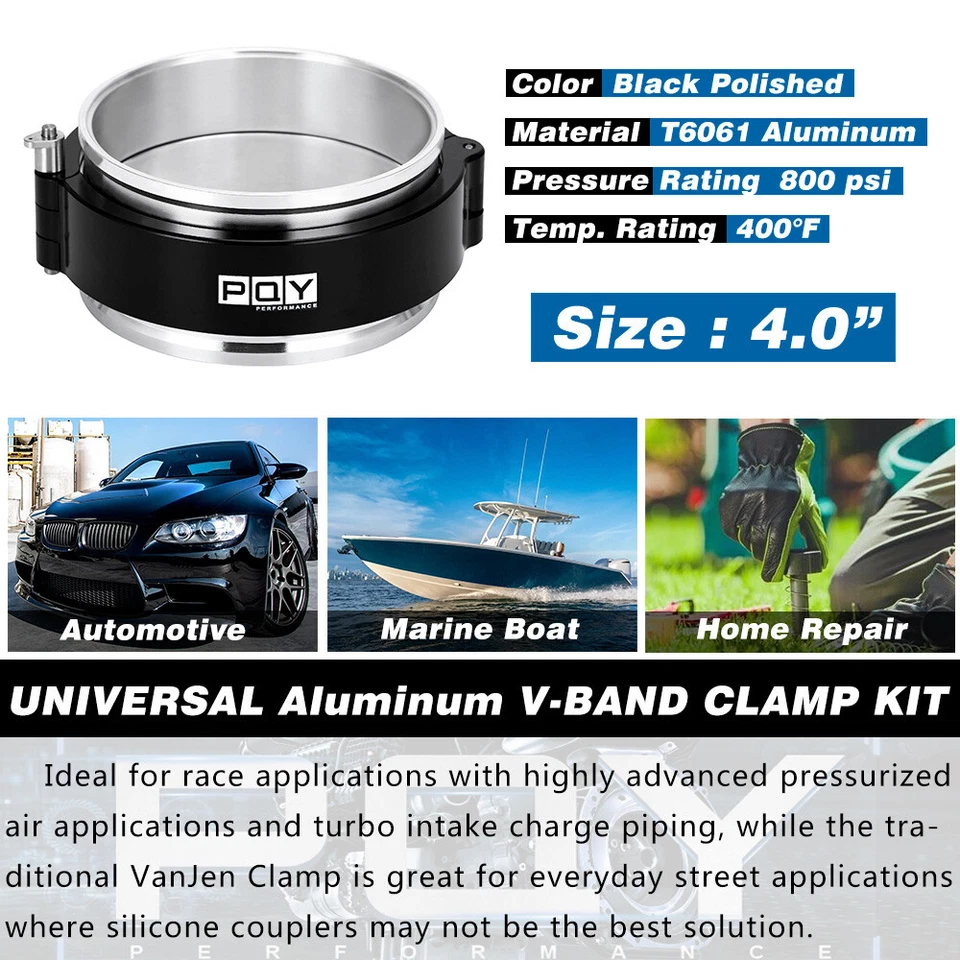 For 4 Inch 102mm Aluminum HD Intake V-band Clamp Intercooler Pipe Quick Release - Image 2 of 4