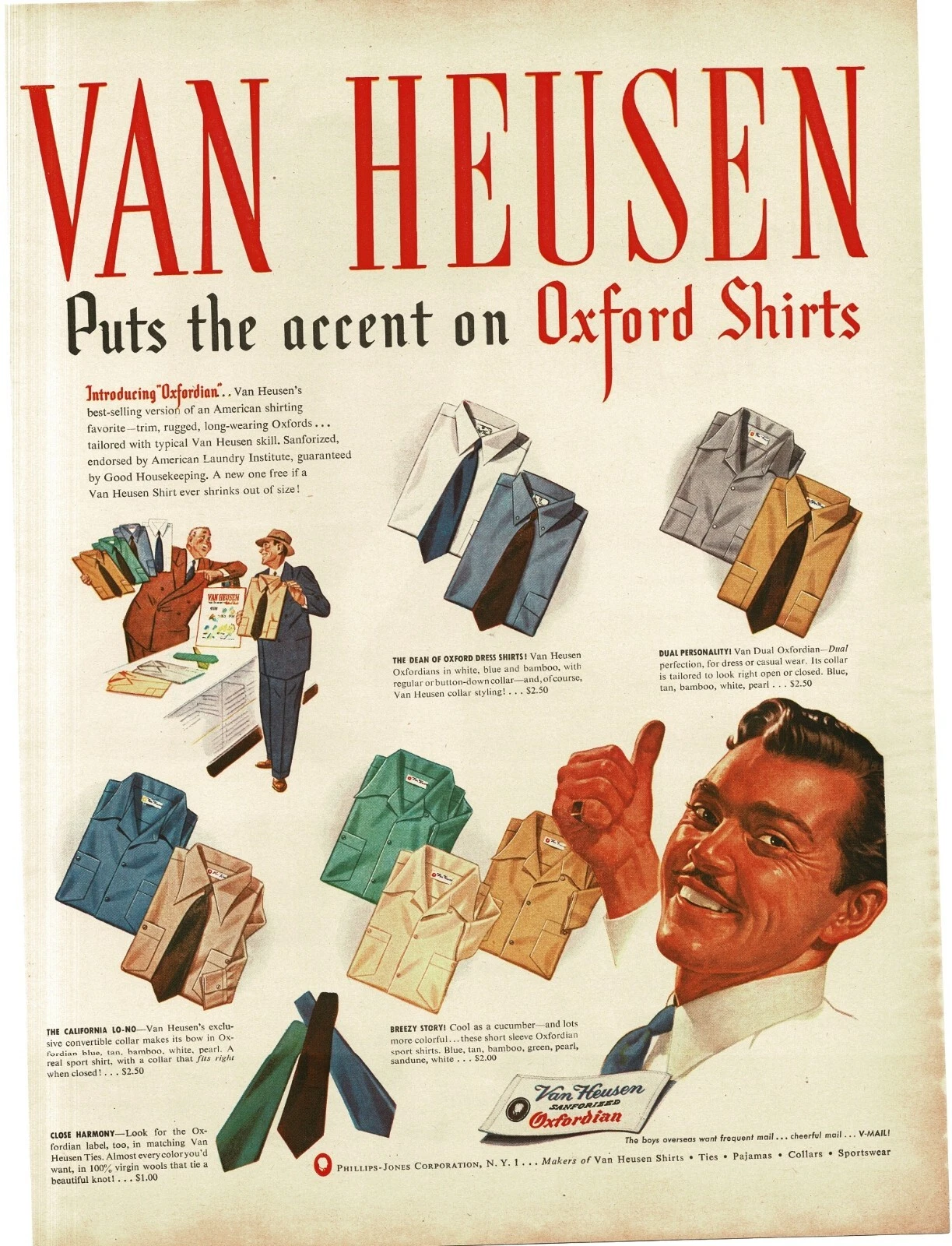 VANS Camicie Oxford Van Heu 1945 da uomo arte stampa vintage pubblicità