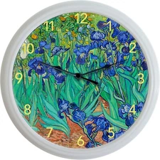 Van Gogh Irises Wall Clock Flowers New 10"