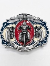 Motorcycle Live to Ride-Ride to Live Biker Belt Buckle Bergamot 1987 USA