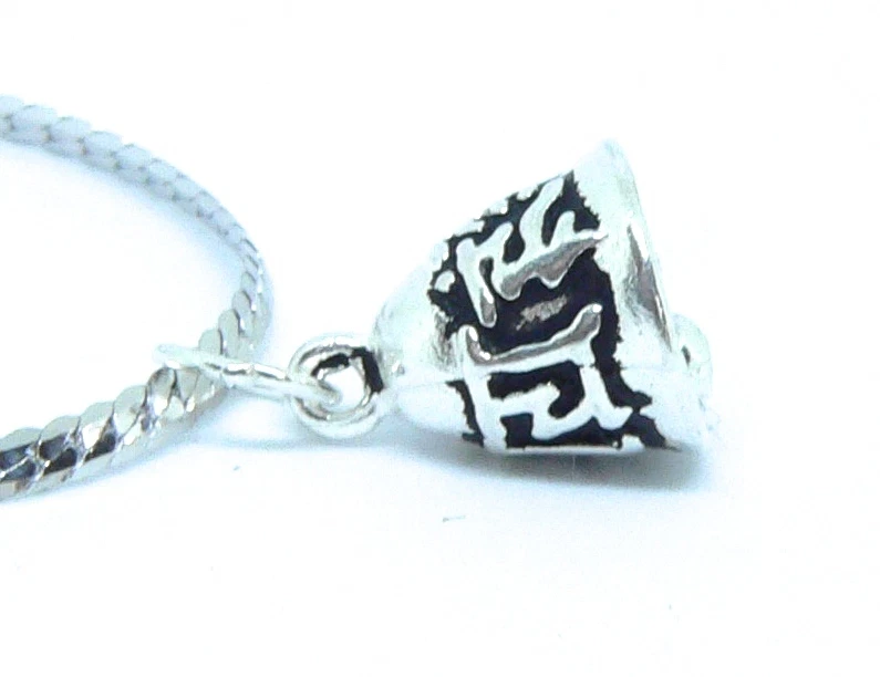 Colgante campana OM tibetano hecho a mano de plata con cadena de plata, Yoga Zen, ¡vendedor de EE. UU.! Foto 4 de 4