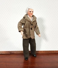 Dollhouse Miniature Grandpa Grandfather Porcelain Doll Modern Style 1:12 Scale