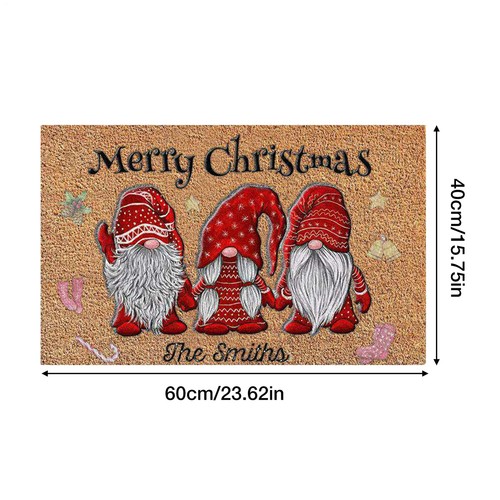 Christmas Decorative Doormat Merry Christmas Gnome Welcome Floor Mat - Picture 2 of 18