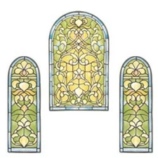 WALLIES Murals Stained Glass Wallpaper Cutouts, 3 Decals, Pre-Pasted ~ USA