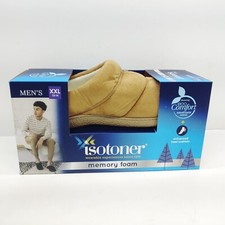 Isotoner Slippers Memory Foam Buckskin Brown Mens XXL 13-14
