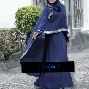 navy chiffon cape
