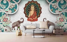 3D Thai Buddha Statue Wallpaper Wall Mural Removable Self-adhesive Sticker