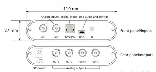 miniDSP 2x4 HD USB TOSLINK DAC Digital Signal Processor 2x4HD - Afbeelding 7 van 8