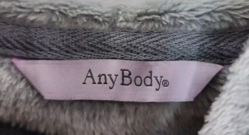 Any Body Womens Size XS Grey Hooded Fleece Lounge Cardigan With Pockets - Picture 3 of 6
