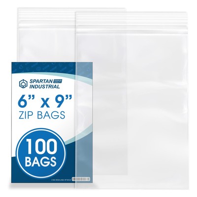 - 6  X 9  (100 Count) Quart Clear Reclosable Zip Plastic Poly Bags with Resea...
