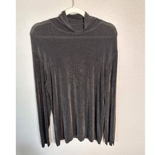 VTG Chico's Design Slinky Mock Neck Top Size 1 Medium Charcoal Gray Made in USA