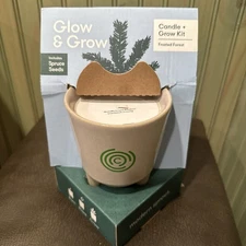 Glow & Grow Candle + Grow Kit with Spruce Seeds Frosted Forest Modern Sprout NEW
