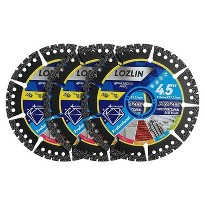 LOZLIN Diamond Blades 3 Pack 4.5'' Multi Purpose Saw Grinder Blades Heavy Duty