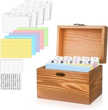 Index Card Holder 3X5, Wooden Origanizer Recipe Box with 100 PCS Flash Ca