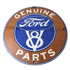 Vintage Ford Motors Sign - V8 Garage Gas Pump Classic Automotive Porcelain Sign