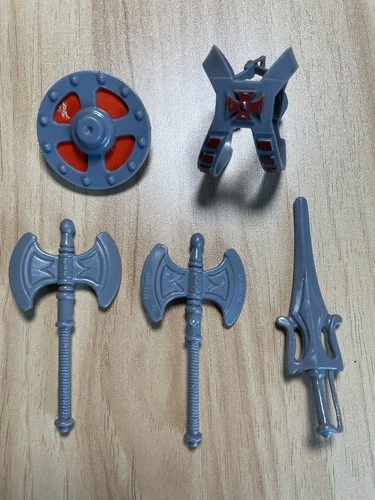 Vintage Original He-Man Harness, Shield, 2 Axes, Sword. Masters of the Universe