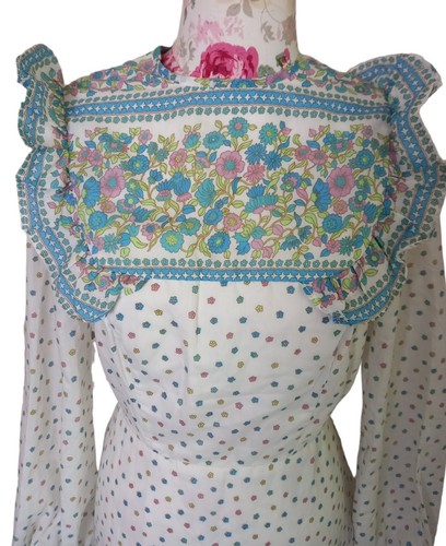 Vintage 60s/70s Floral Maxi Dress Balloon Sleeve Lined Abigail's Party UK 8/10 - Picture 3 of 12